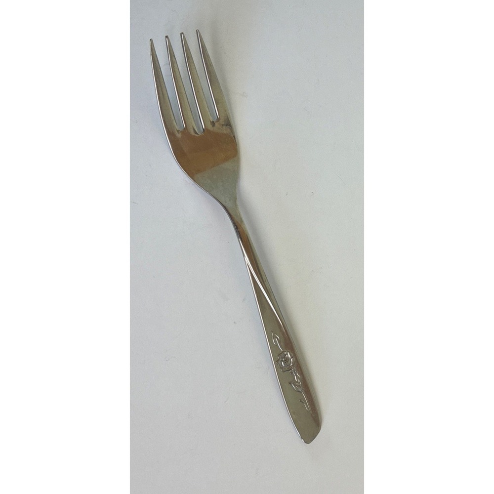 ONEIDA WM A ROGERS SWEET BRIAR ROSE  SALAD‎ FORK GLOSSY STAINLESS